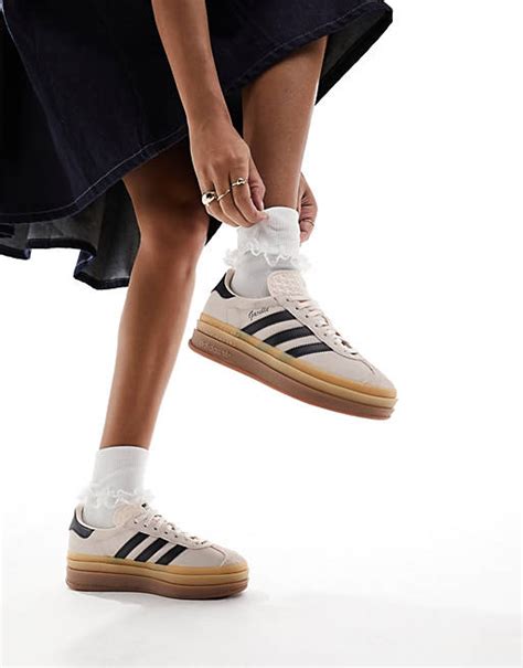 adidas originals gazelle bold trainers in off white and black